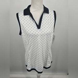 Hogan White Sleeveless Polka Dot Tank with Black Trim Large NWT (6566)